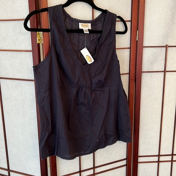 NWT Talbots Cotton Navy Boho Top in Medium - Picture 1 of 5